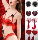 Круглая форма в форме сердца, наклейки на соски, накладки на соски с сексуальными блестками и кисточками, аксессуары для сексуальной одежды