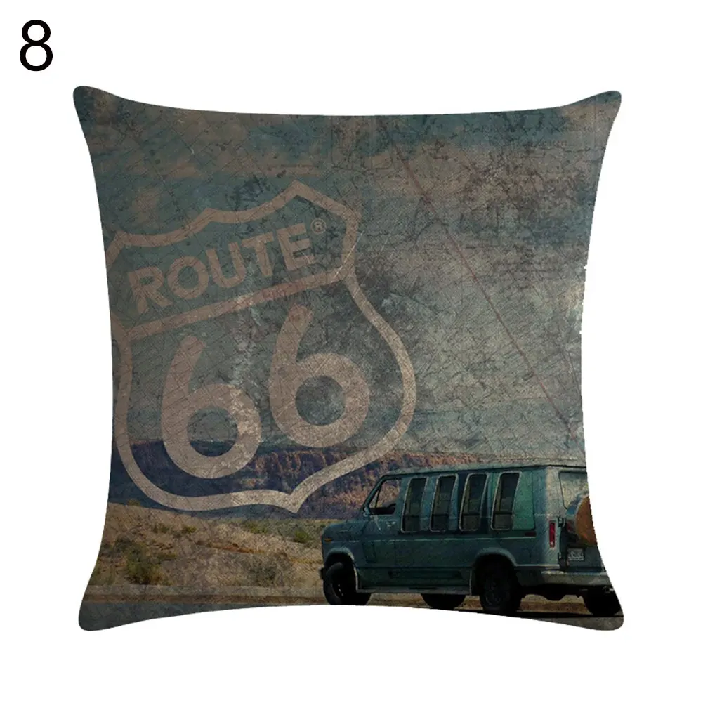 Винтажный двухсторонний наволочка 45*45 Route 66 наволочки льняные чехлы на подушки декоративные подушки Подушка для тела
