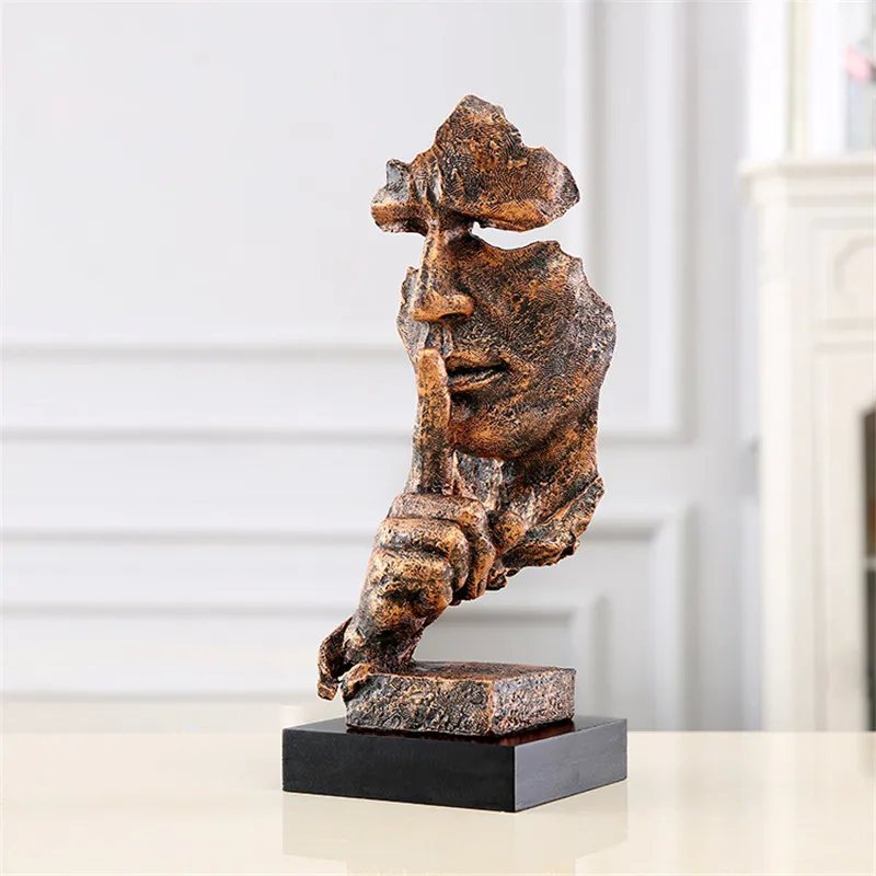 Золотой Ретро Смола Thinker статуя ремесла жизни украшения для комнаты тишина золото Thinker скульптура украшения дома аксессуары Подарки - Цвет: Золотой