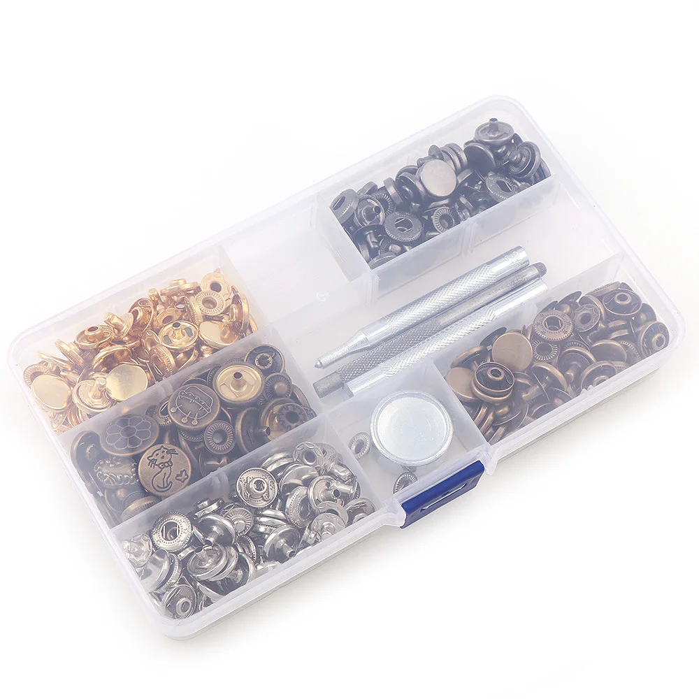 100 комплектов набор крепежных элементов металлическая пряжка пресс-шпильки с 4