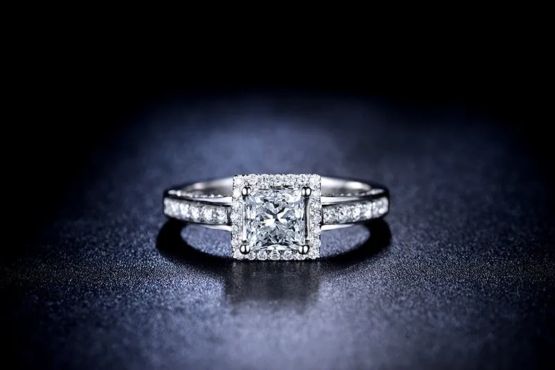 ZOCAI миниатюрный кафедральный паве HALO 0,9 CT натуральный H/VVS PRINCES CUT 18K белое золото кольцо с бриллиантом W03668