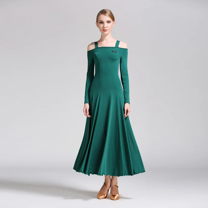 dark green Женское бальное платье, стандартные костюмы для бальных танцев, вальс, платье, испанское платье, Одежда для танцев, женская одежда для Бальных тренировок - Цвет: dark green