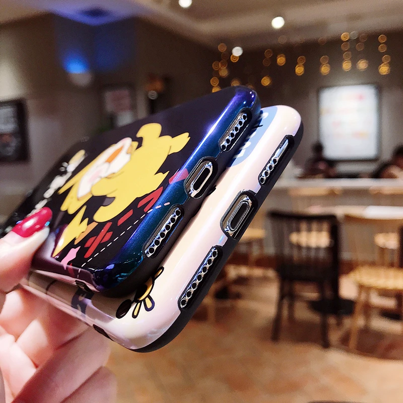 Marchcover для iPhone X XS MAX милый мультфильм пикачуэ Утка чехол синий луч мягкий tpu fundas 8 7 6