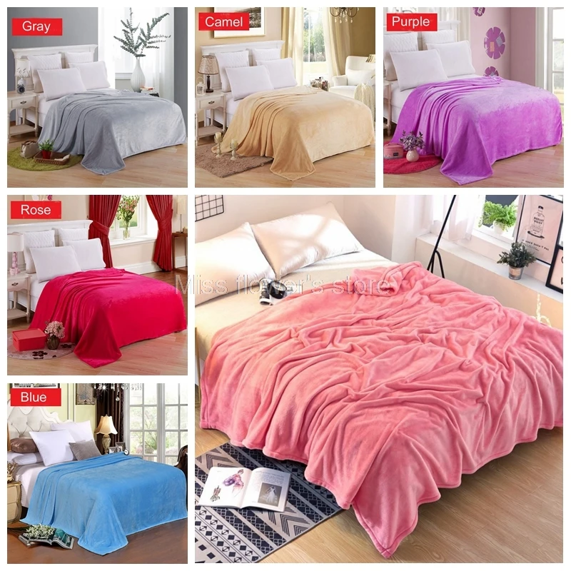 50*70CM / 70*100CM 100*140CM Soft Warm Solid Colors Flannel Coral Fleece Blanket Air Conditioning Bedspreads | Дом и сад