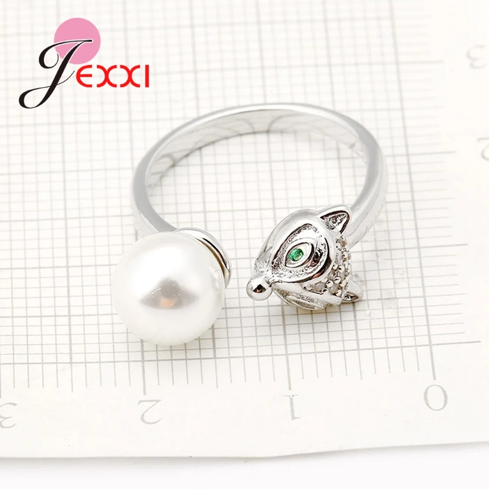 

Special Opening Cute Fox Shape Pearl 100% 925 Sterling Silver Hot Fashion Rings Great Trendy Birthday Presents For Women