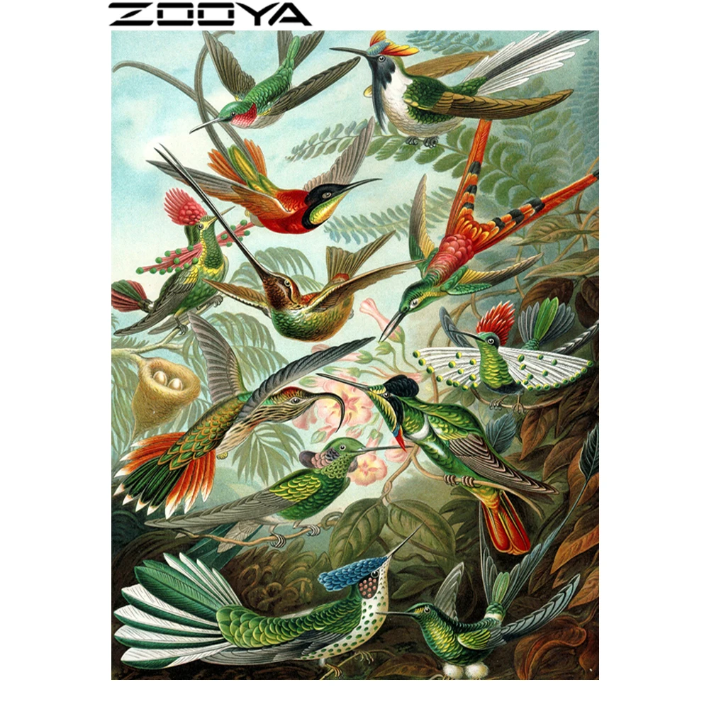 

ZOOYA DIY 5D Diamond Painting All Stickers Diamond Embroidery Needlework Mosaic Pictures Animal A Variety Of Birds Egg Gift R859
