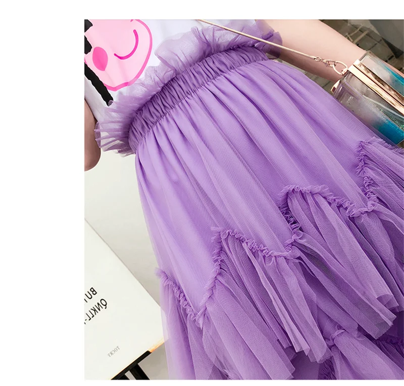 Длинная женская юбка 2019 Сезон весна лето Новый Модный комплект для девочек