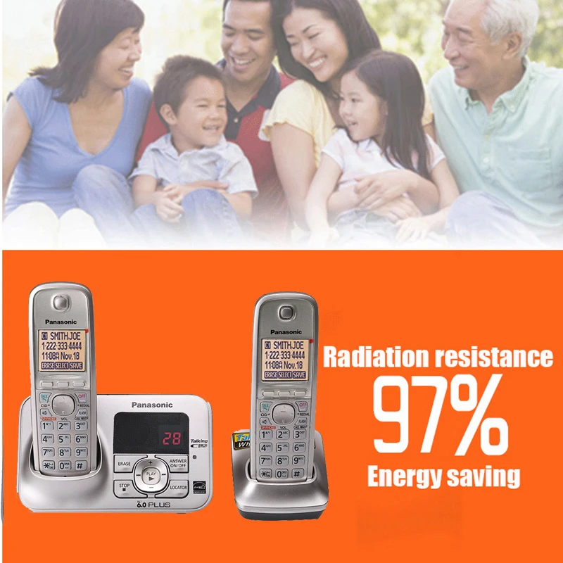 dect6 0 wireless telephone handset cordless phone with answer system handfree internal intercom english spain language for home free global shipping