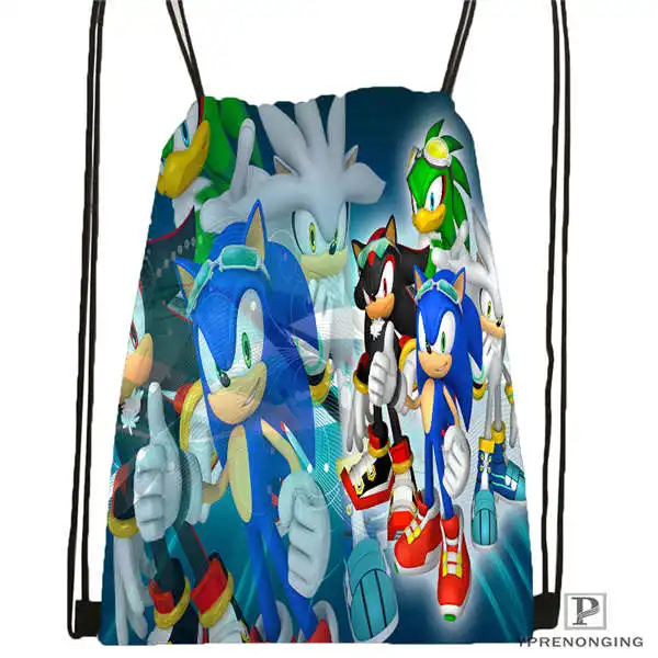 Custom sonic and friends рюкзак с кулиской сумка милый Детская (Черная задняя часть) 31x40 см