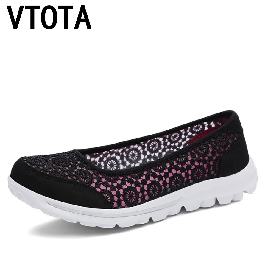 Женские сетчатые туфли VTOTA на плоской подошве удобные без застежки для весны и