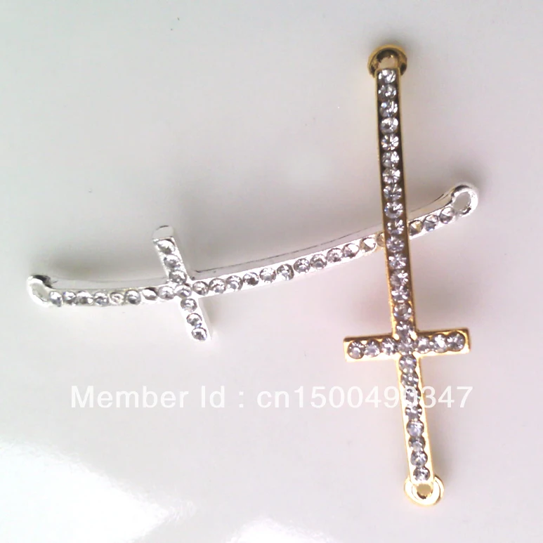 Бесплатная доставка 20 шт./лот серебряное и золотое покрытие крест кристаллы