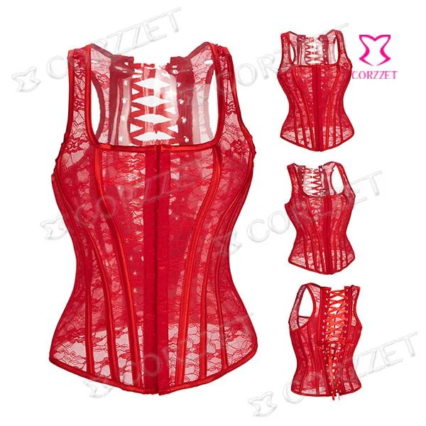 Красный XS-XXL, сексуальный прозрачный цветочный белый кружевной корсет, бюстье, топы Corpetes E Espartilhos, женские корсеты и бюстье, свадебное белье - Цвет: Красный