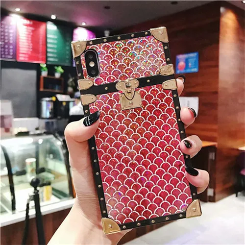 Ourdeals стильный квадратный цветной рыбный чешуи чехол для телефона iphone XS MAX XR X 8 7 6 6s