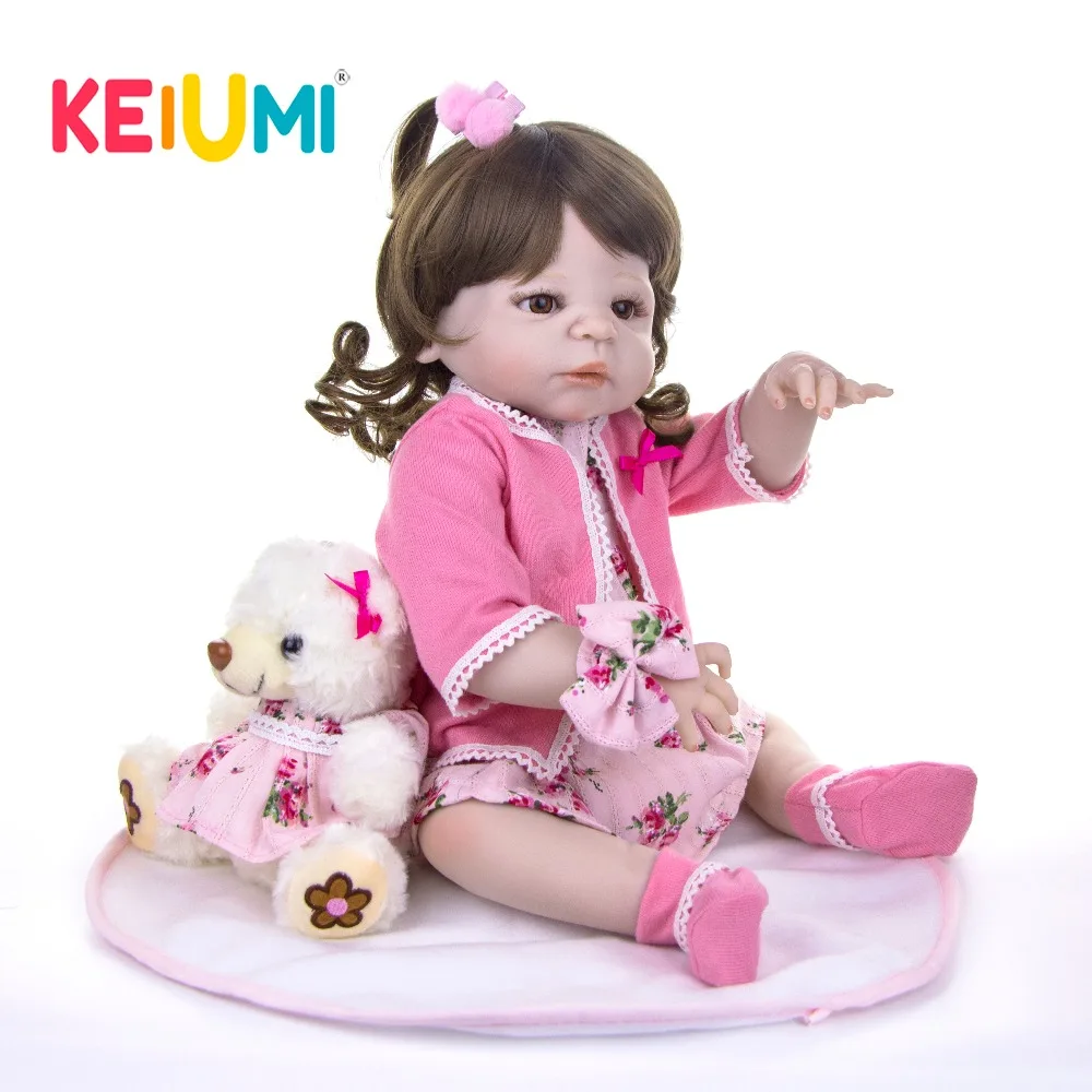 KEIUMI 23 дюйма коллекционные полностью силиконовые куклы Reborn реалистичное розовое
