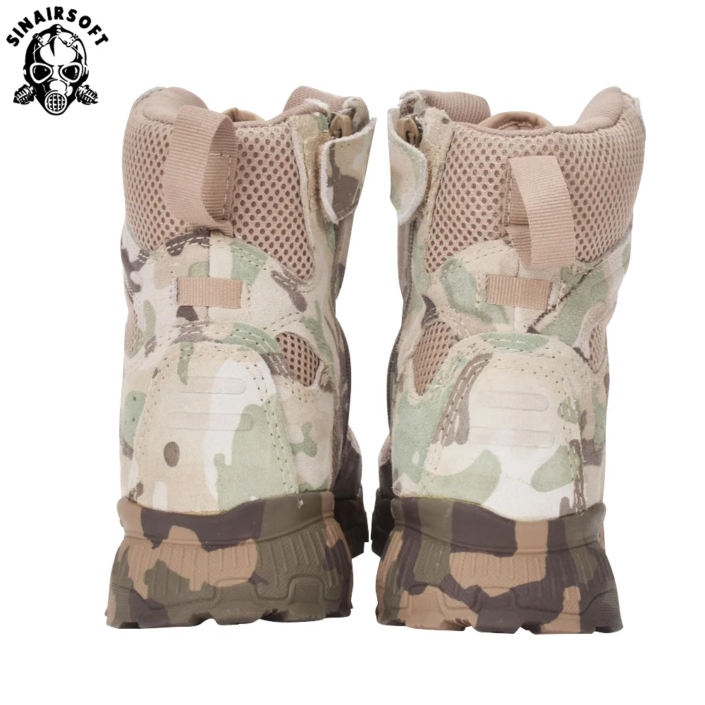 SINAIRSOFT Genuine Leather Outdoor Sport Army Men's Tactical Boots Camo Male Combat winter sneak Military Boots Hiking Shoes