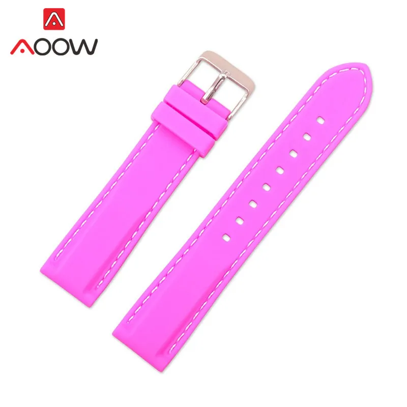 Pink 16 мм, 18 мм, 20 мм, 22 мм, 24 мм, силиконовый ремешок для часов, спортивный, водонепроницаемый, для мужчин и женщин, быстросъемный браслет, ремешок для передач S3, Ticwatch - Цвет ремешка: Pink