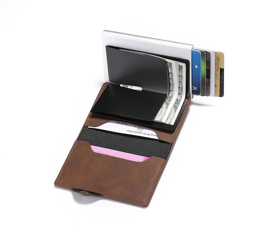 DIENQI Rfid Мини кожаные мужские кошельки, винтажные тонкие мужские Волшебные металлические кошельки, маленький кошелек, держатель для карт, двойной валлет, кошелек для денег