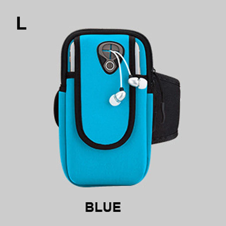 blue L Спортивный наручный Чехол На Молнии Фитнес нарукавный спортивный Чехол сумка для пробежки тренировки чехол для мобильного 7 Plus сумка для смартфонов(4-6 дюймов - Цвет: blue L