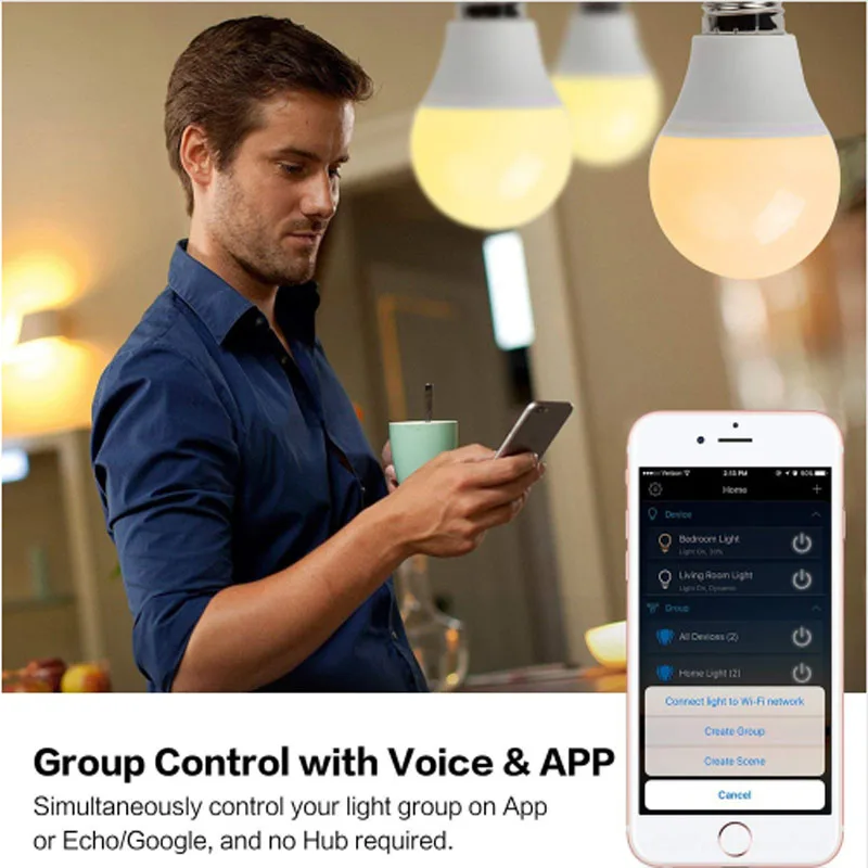 E27 WIFI RGB RGBW LED Bulb 4.5W 6.5W Wifi Smart VOICE CONTROL Multi-Color Lamps for Alexa Google Home App Remote | Освещение