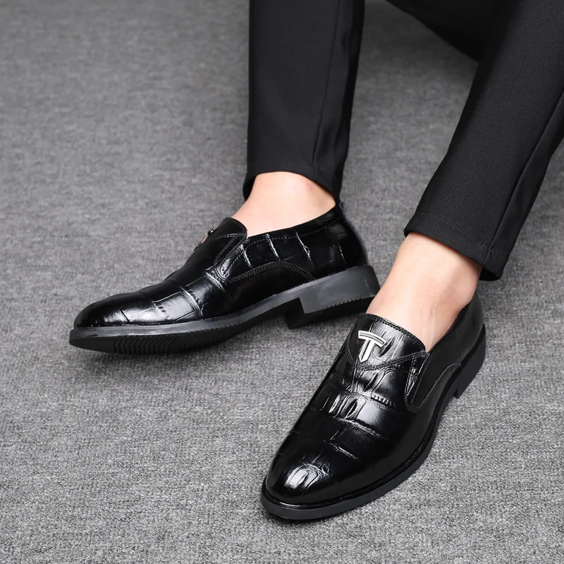 Men's Aligator Print Men Dress Shoes Non-slip Breathable Casual Business Fashion Formal Leather Plus Size 38-48 | Обувь