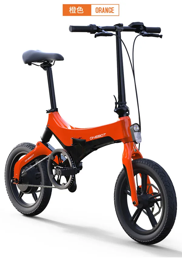 Orange 16 дюймов складной электрический велосипед легкий сплав ebike 36V250W рама подвеска Скрытая литиевая батарея мини умный велосипед - Цвет: Orange