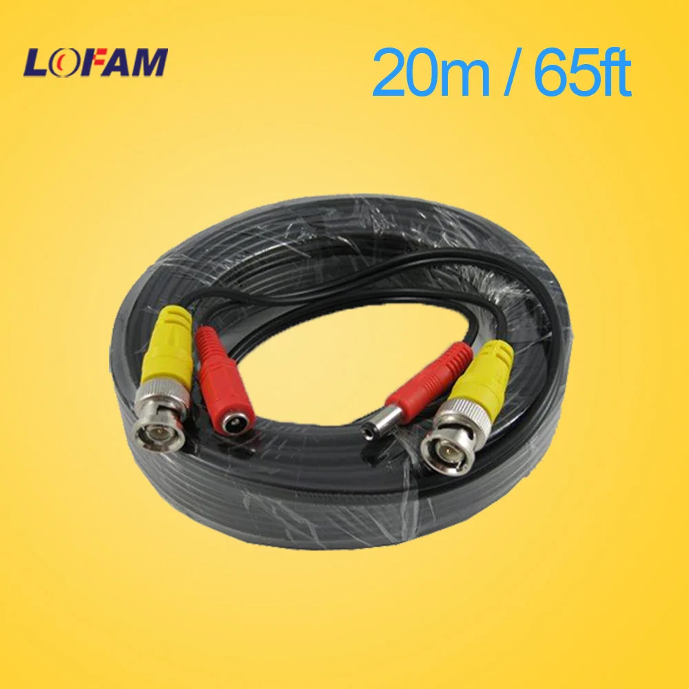 LOFAM 65FT 20 м CCTV Камера Кабель BNC Видео мощность коаксиальный кабель plug and Play кабель для камеры AHD DVR Системы CCTV аксессуары