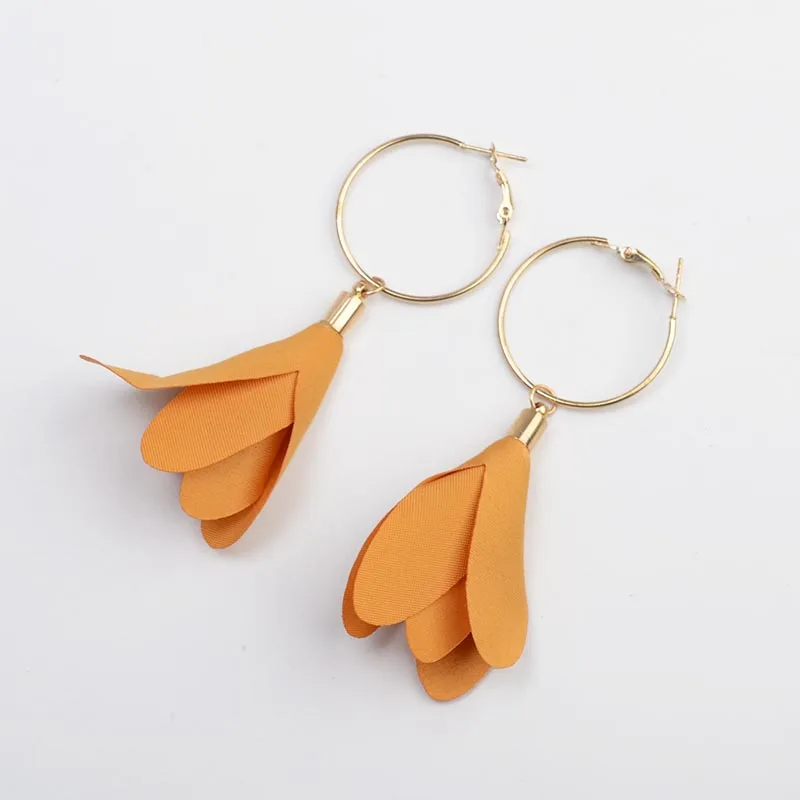 YGLCJ модные простая ткань цветы дамы большие круглые серьги boho золото круглый