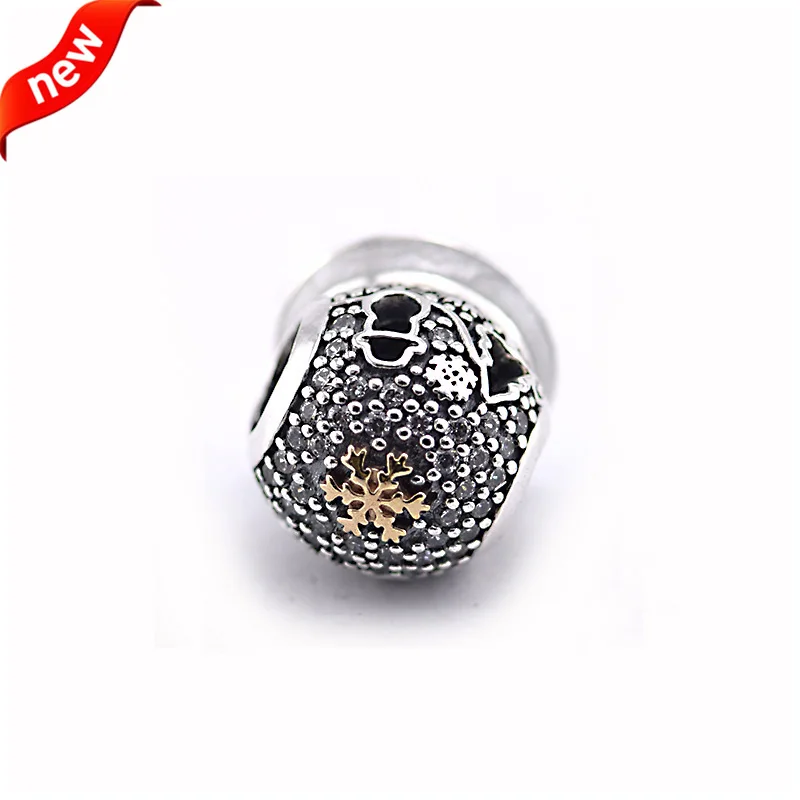 DIY Подходит для Pandora Браслеты Черная пятница Амулеты с 14K настоящее золото 100%