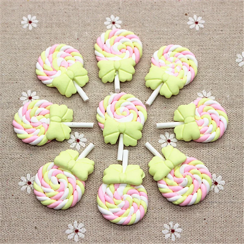 10 шт. кавайная глина пастельный розовый + желтый белый леденец со стандартной