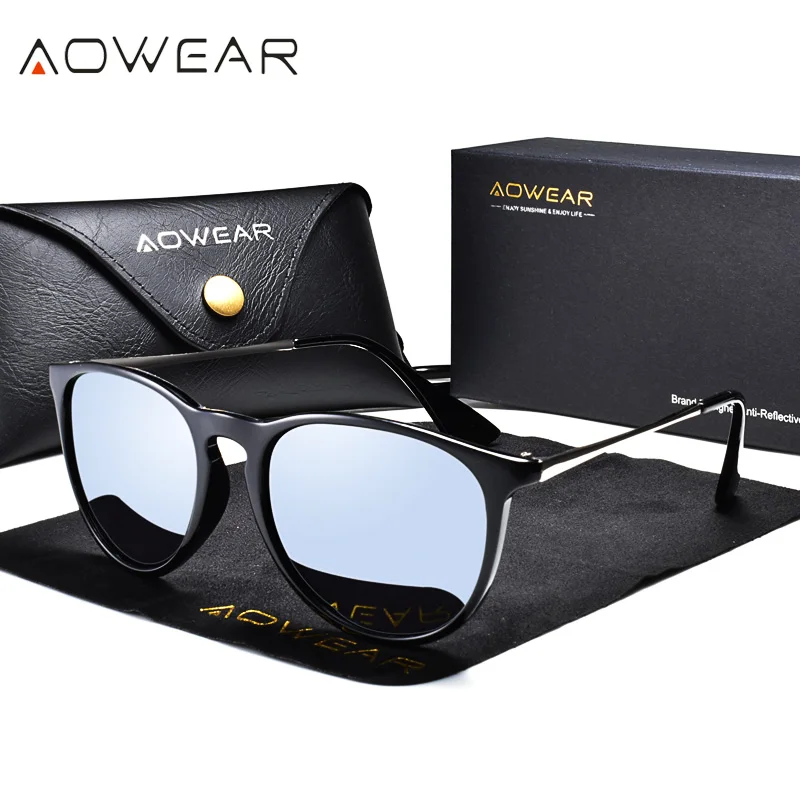 Silver AOWEAR, маленькие авиационные солнцезащитные очки для женщин, поляризованные зеркальные солнцезащитные очки для женщин, модные винтажные очки Gafas De Sol Mujer - Цвет линз: Silver