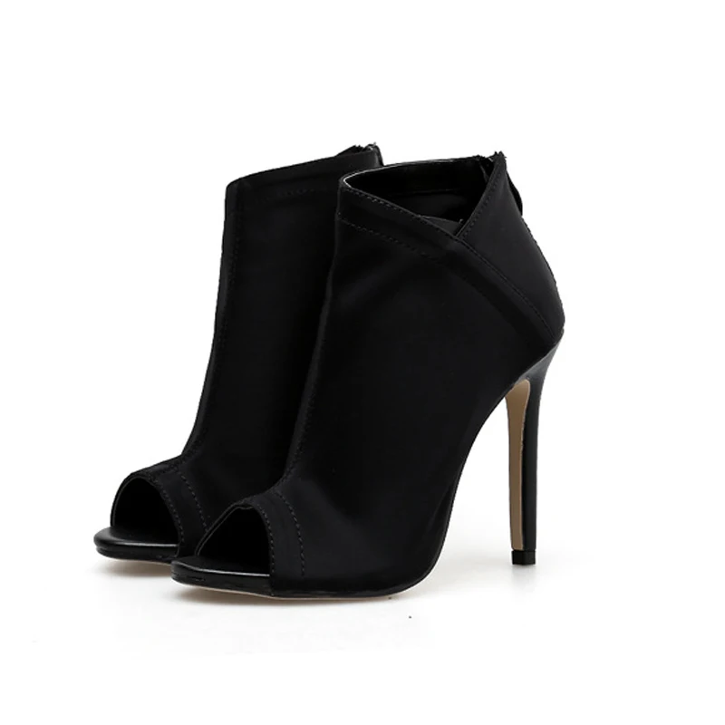 Летние ботильоны на высоком каблуке модельная обувь с открытым носком