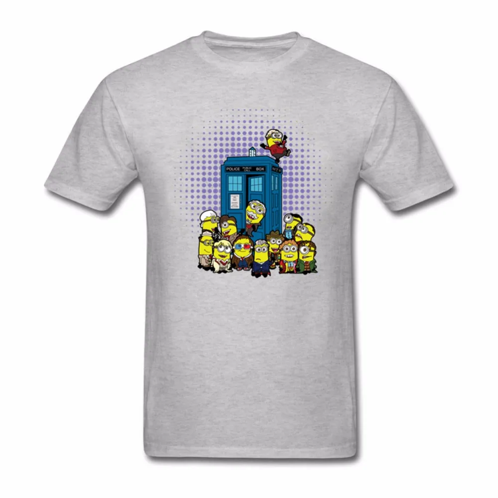 2018 T-Shirt Men's Doctor Who Minions in Time and Space Cotton Round Neck High Quality Shirt Summer Camisetas | Мужская одежда