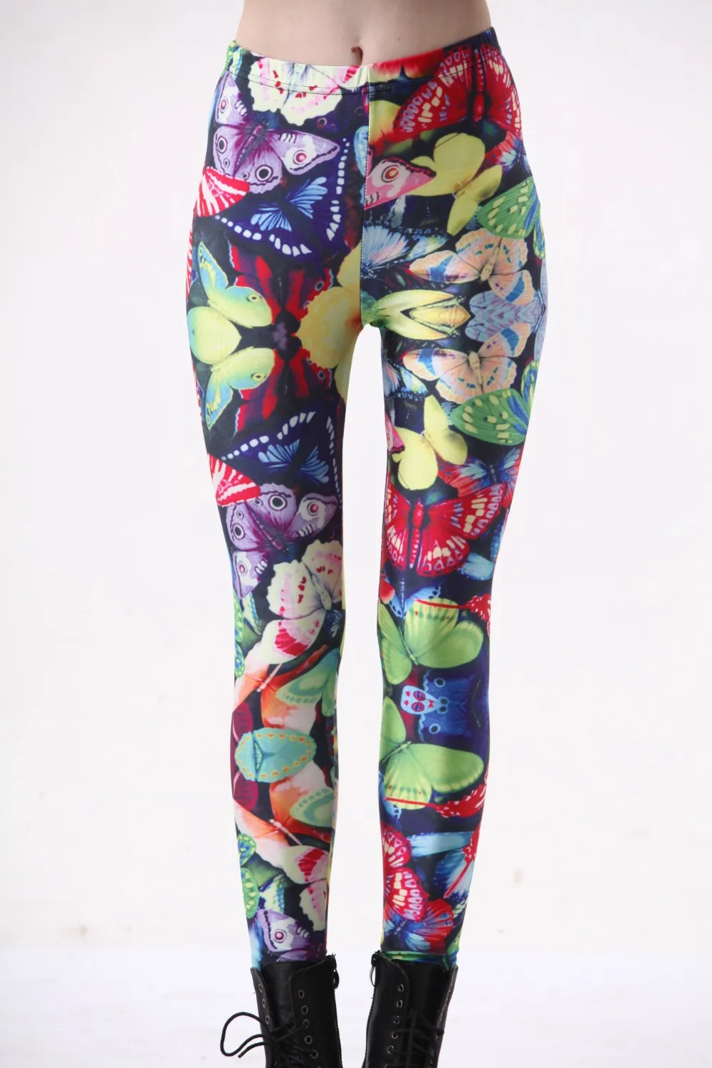 

Fashion Women Colorful Butterfly Print Leggings Slim Fit Thin Elastic Polyester Party Pants Casual Trousers Drop Shipping