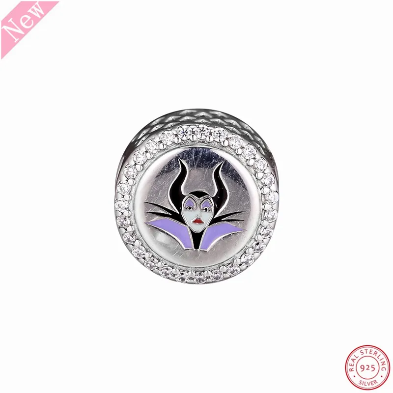 Круглый Шарм для женщин Изготовление ювелирных изделий DIY Fit PANDORA Шарм серебро 925 оригинальная особенность Maleficent& 'Mistress of all Evil 'FL856