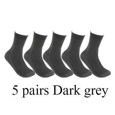 5 pairs Dark grey 10 пар/лот, высококачественные мужские носки из бамбукового волокна, носки для счастливого человека, мужские зимние теплые длинные носки, черные чулки в подарок - Цвет: 5 pairs Dark grey