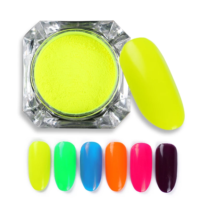 6 коробок неон фосфор Набор с мерцающей пудрой пигмент косметическая пудра