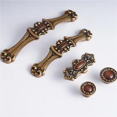 

2 pcs Bronze Drawer Pulls Handle 4 Styles Red Stone Dresser Knob Rustic Droor Handles Decorative Cabinet Pulls Handle