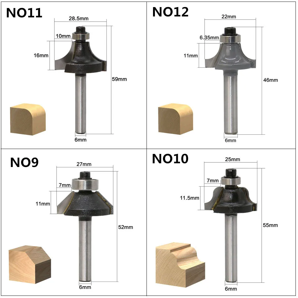 Фреза по дереву с хвостовиком 6 мм насадка для прямой концевой фрезы триммера