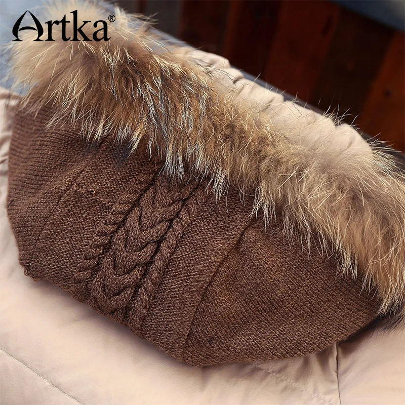 ARTKA парка с вышивкой женская зимняя куртка 2018 Лоскутная Верхняя одежда капюшоном