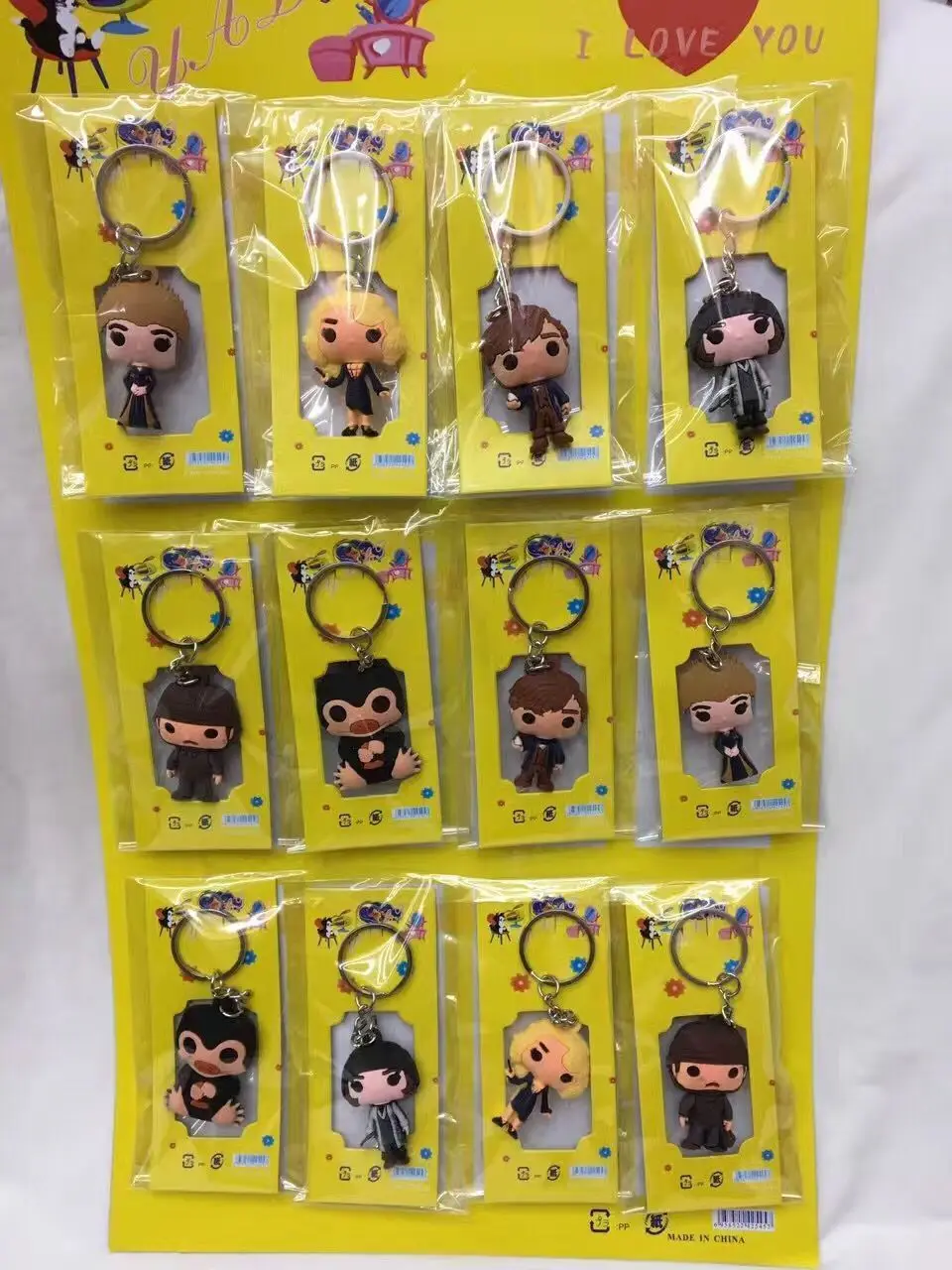 

New 12Pcs Popular Cartoon Key Chains Metal 3D Stereo Key Ring Party Gifts D47