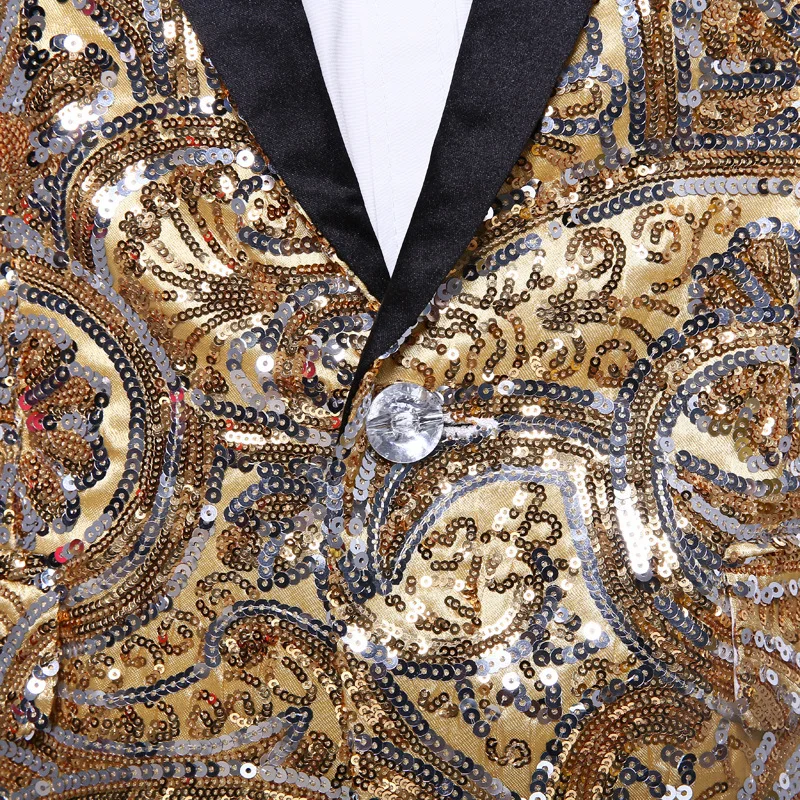 Новый 2017 Золотой Желтый Блестки с длинными рукавами для свадебной вечеринки