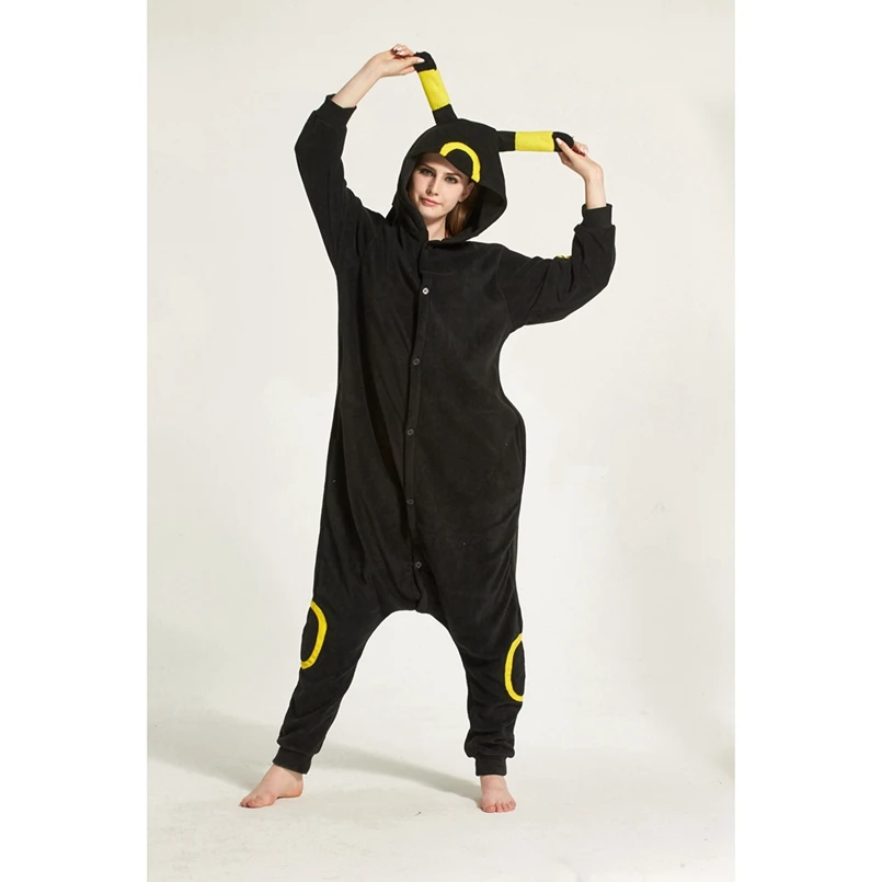 Umbreon с капюшоном в виде животных для взрослых женщин мужчин Пижама Хэллоуин