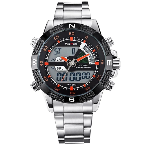 Orange WEIDE часы Открытый Для мужчин спортивный Часы Аналоговый Цифровой Дисплей Водонепроницаемый multi Функция Relogio mascul подарок часы окне - Цвет: Orange