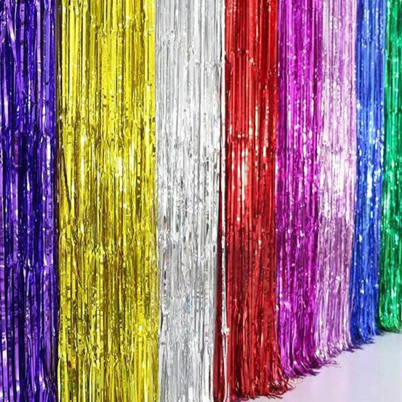 

5pcs/lot Gold Foil Fringe Tinsel Curtain Tassel Garlands Wedding Christmas Xmas Photography Backdrop Birthday Party Decoration