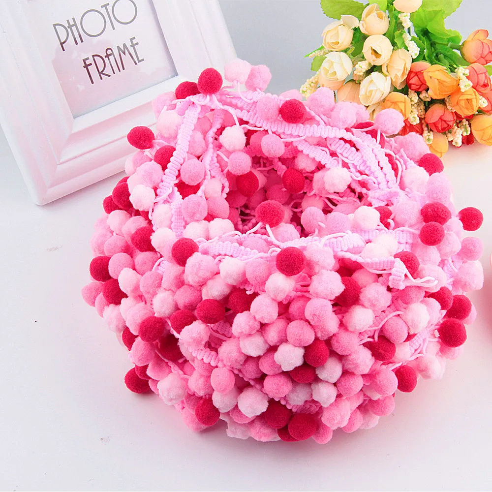 pink series Помпон отделка шар мини радуга кружево с помпонами кисточка лента с бахромой для самостоятельного пошива одежды обувь мешок ремесла материалы аксессуар 26 ярдов - Цвет: pink series