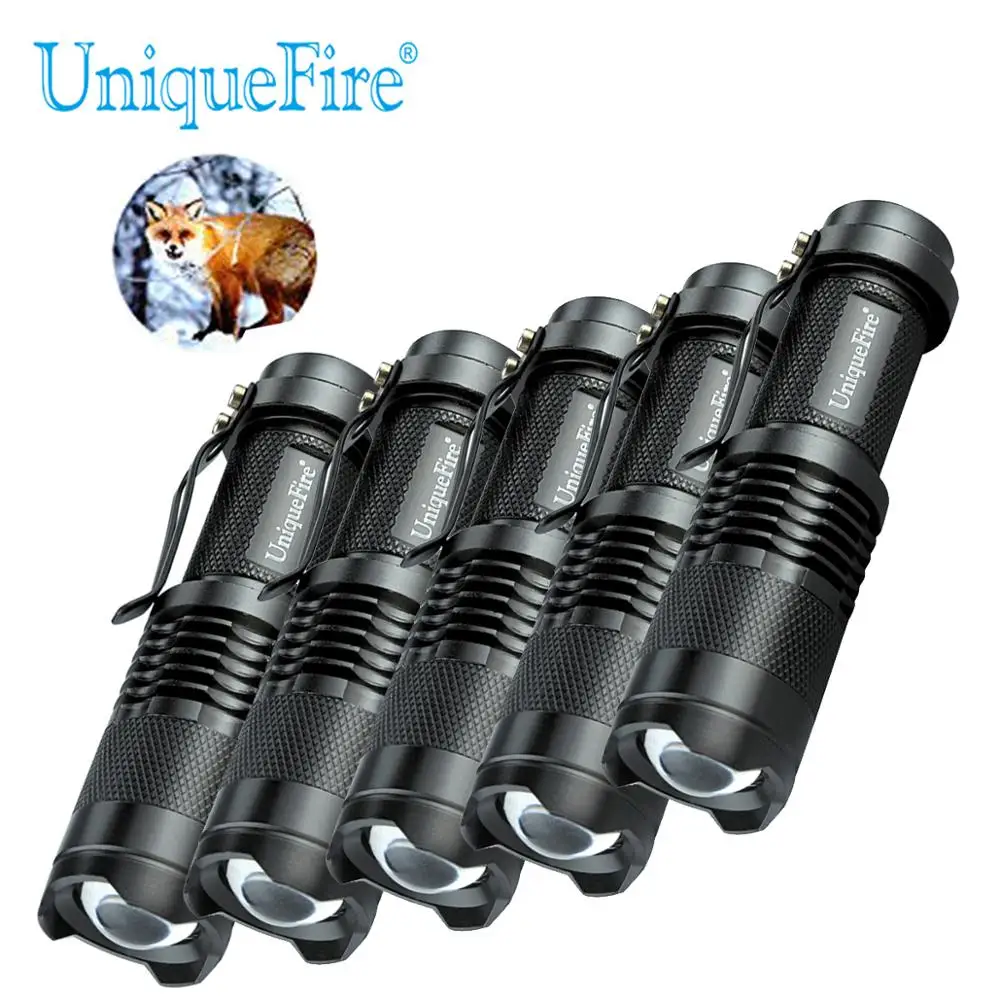 UniqueFire 5 шт./лот Бесплатная доставка фонарик SK68 масштабируемый XR-E Q5 300 люмен мощный