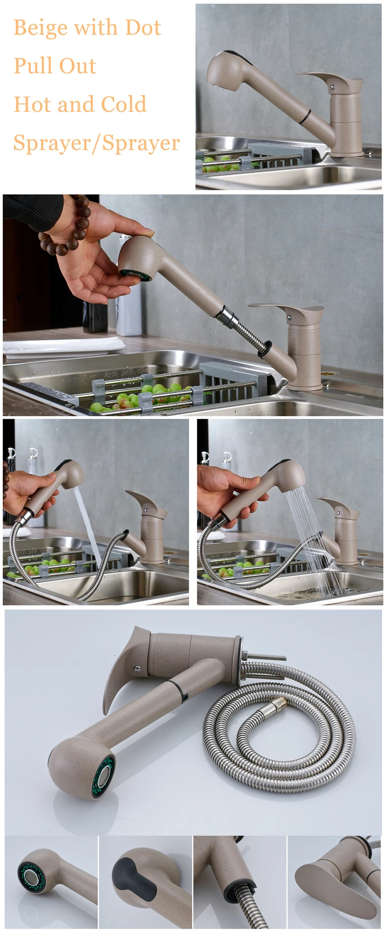 Роскошный выдвижной кухонный кран с креплением на палубе, кухонные краны для воды с горячей и холодной водой, кран с одной ручкой