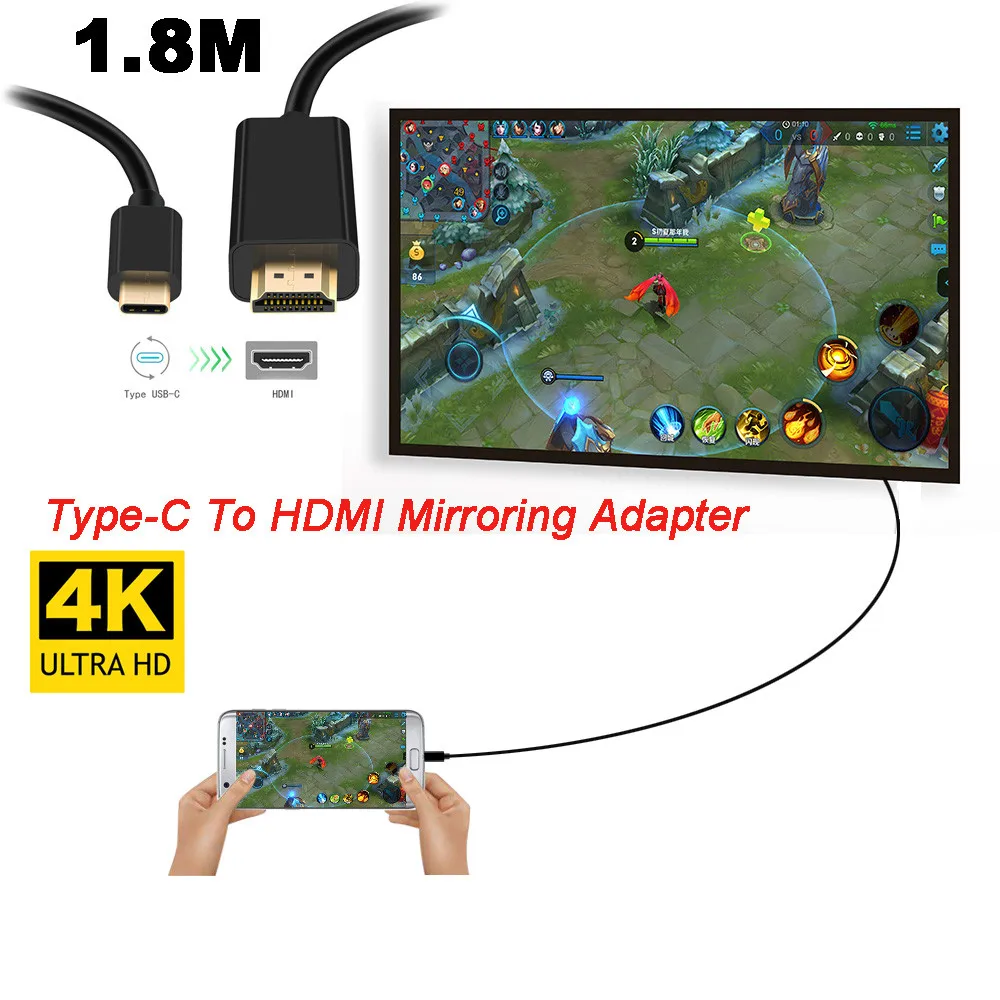 Адаптер для зеркалирования передачи HIPERDEAL 1 шт. адаптер кабеля 4K с Type C на HDMI