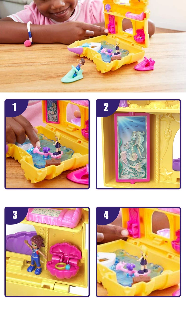 Оригинальная Polly Pocket World мини кукла с сокровищами дом девочка принцесса аксессуары музыкальные куклы коробка музыкальная шкатулка детские игрушки Juguetes