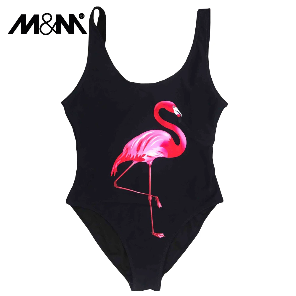 M & новый купальник 2019 женский слитный с принтом Фламинго летний купальный